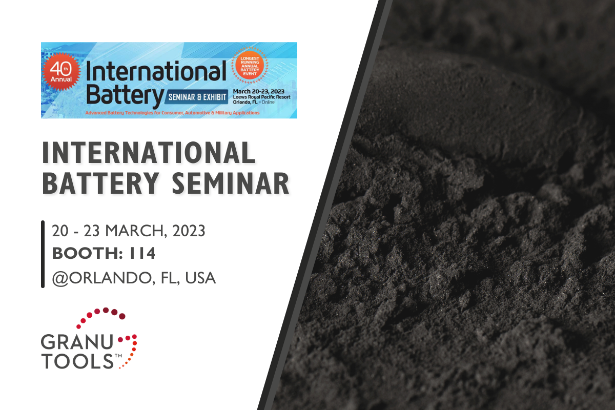 banner of Granutools to share we will attend International Battery Seminar on March 20-23 in Orlando, Flordia, USA